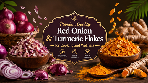 Premium Quality Red Onion & Turmeric Flakes for Cooking and Wellness
